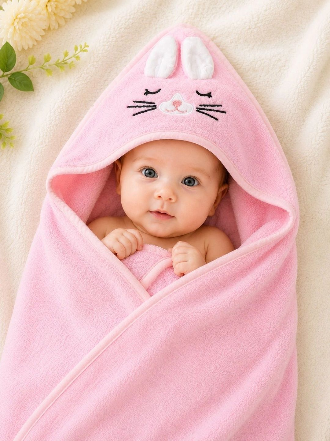 Thelittlebunny Pink 1 Printed Terry Cotton 350 GSM Bath Towel-picture-45