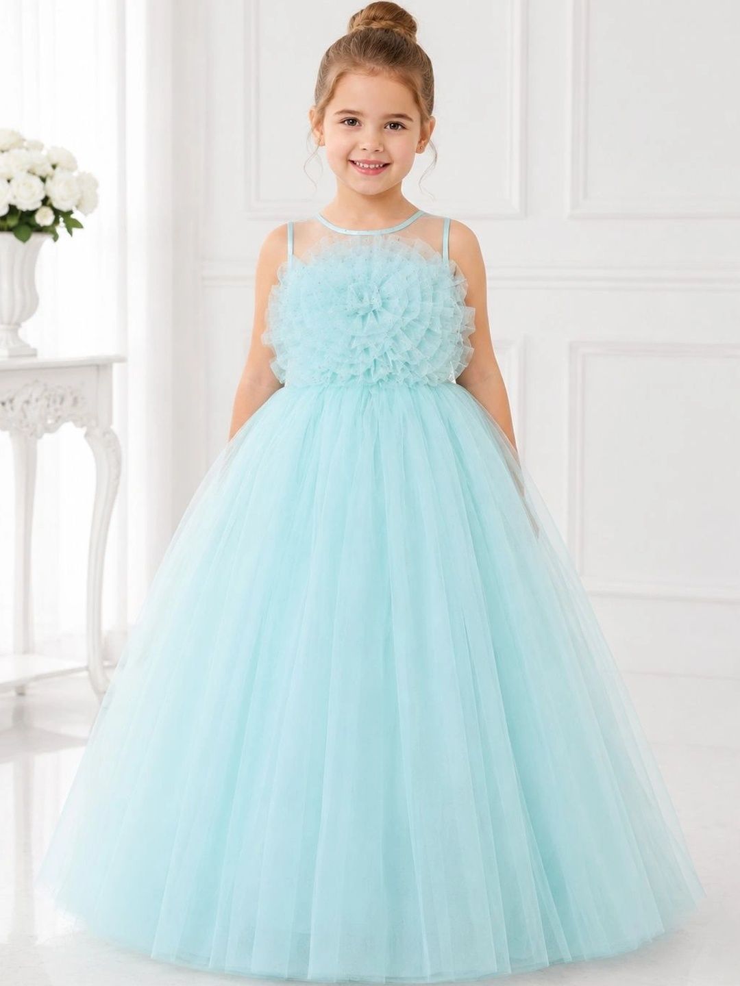 Toy Balloon kids Embellished Ruffled Net Maxi Dress-picture-55