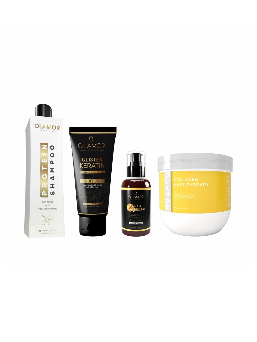OLAMOR Set Of 4 Protein Shampoo, Conditioner, Collagen Therapy & Vitamin E Serum-image-19