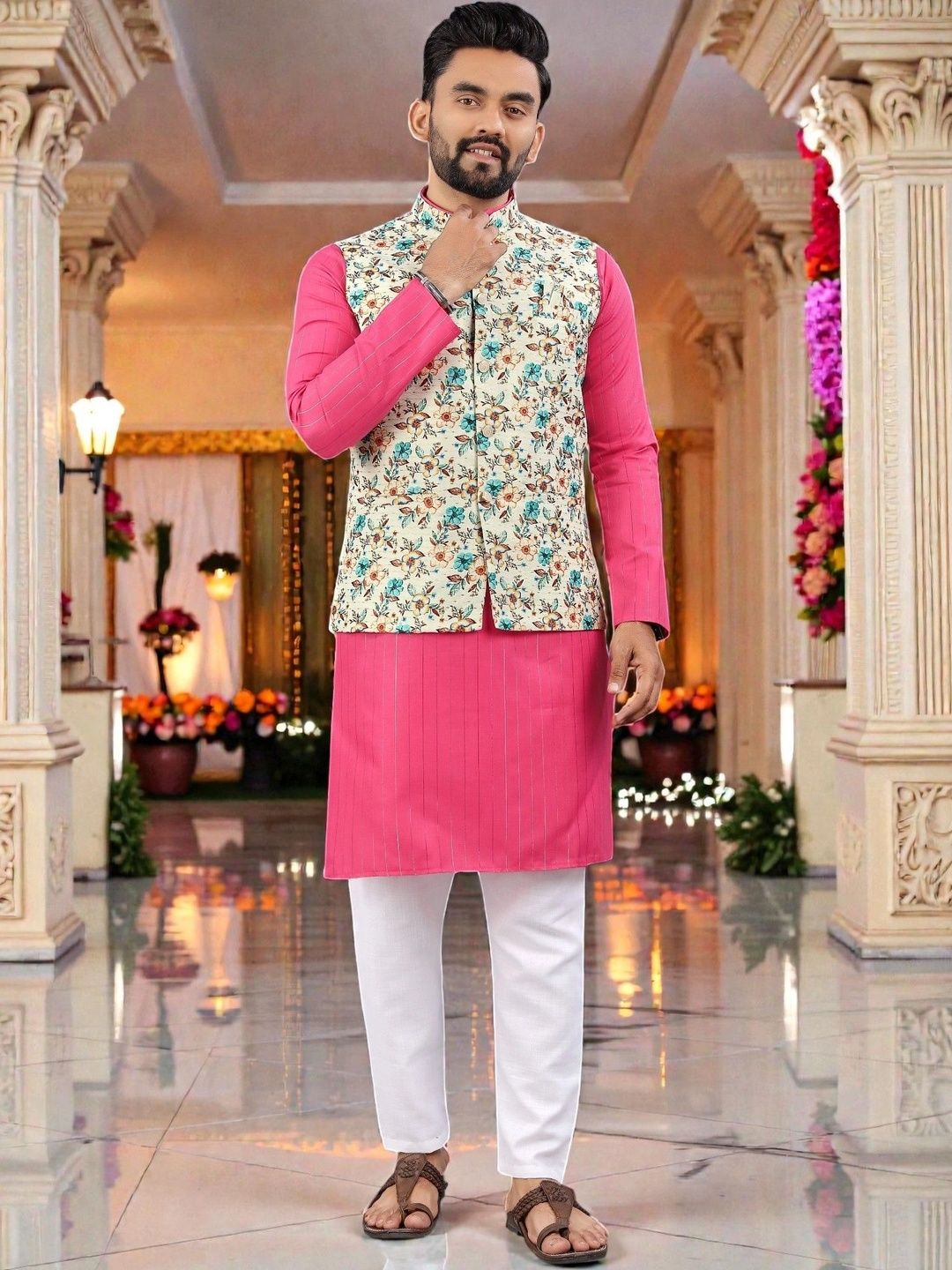 WELL TEX Men Striped Regular Pure Cotton Kurta With Trouser-picture-28