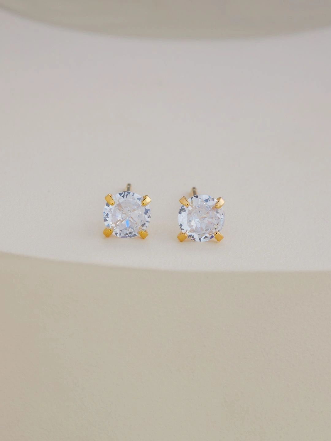 kushal's fashion jewellery Kushal's Fashion Gold Plated Sterling Silver CZ Jewellery Circular Shaped Studs-picture-27