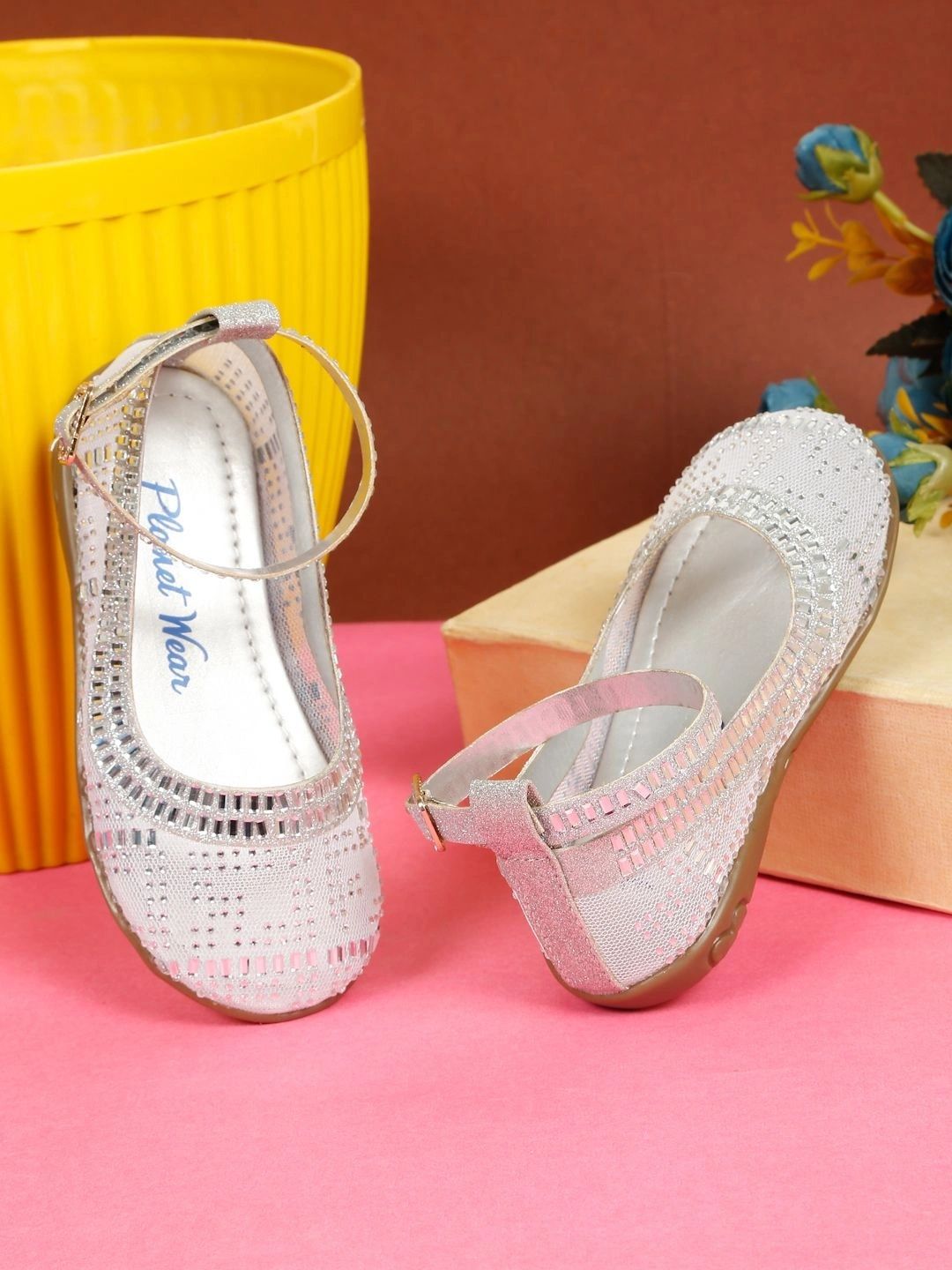 Quueenskids Girls Embellished Round Toe Buckle Ballerinas-image-32