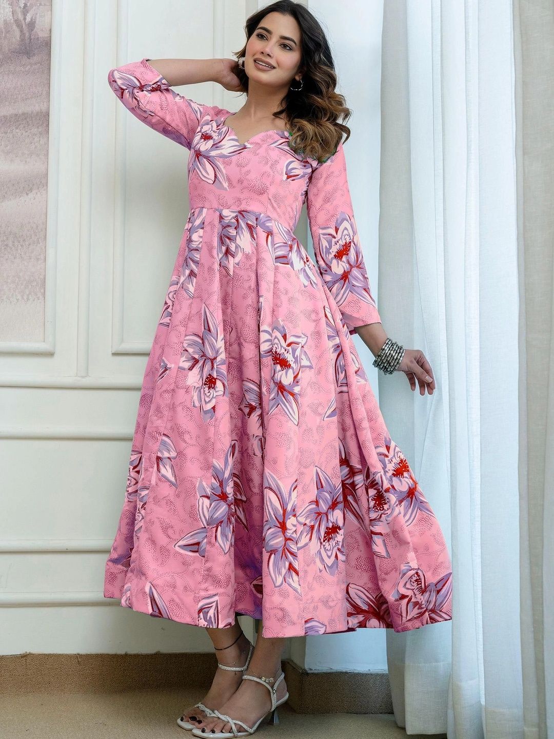 AASTHA FASHION Women Floral Printed V-Neck Anarkali Kurti-picture-55