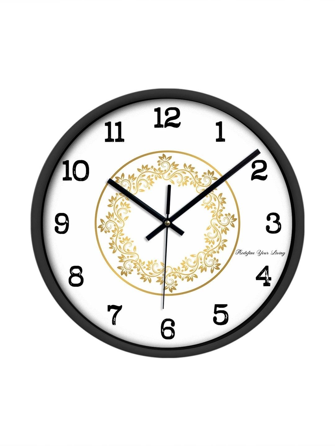 Wonder Home Walls White & Gold-Toned Printed Contemporary Wall Clock-picture-34