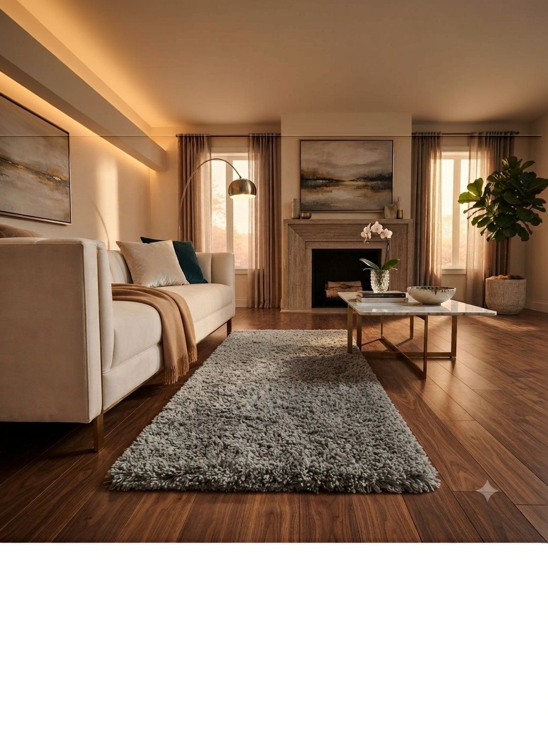 ZAMZAM CARPET Grey Solid Shaggy Woollen Carpet-image-8