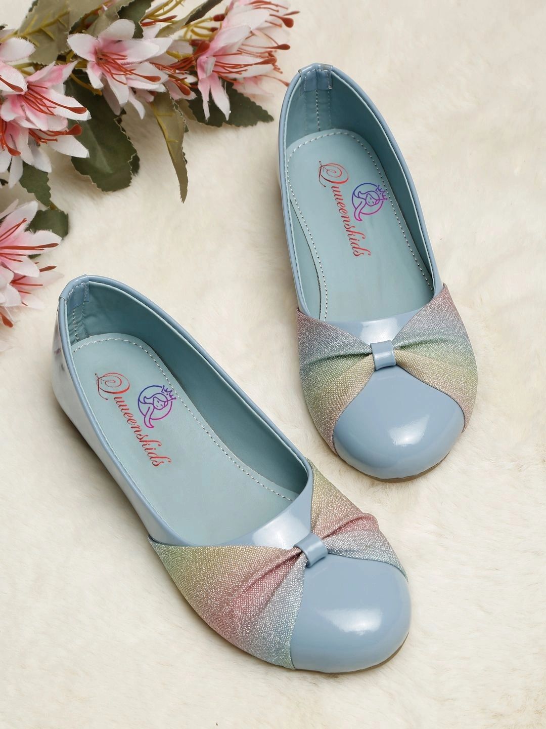 Quueenskids Girls Colourblocked Round Toe Slip-On Ballerinas-picture-11