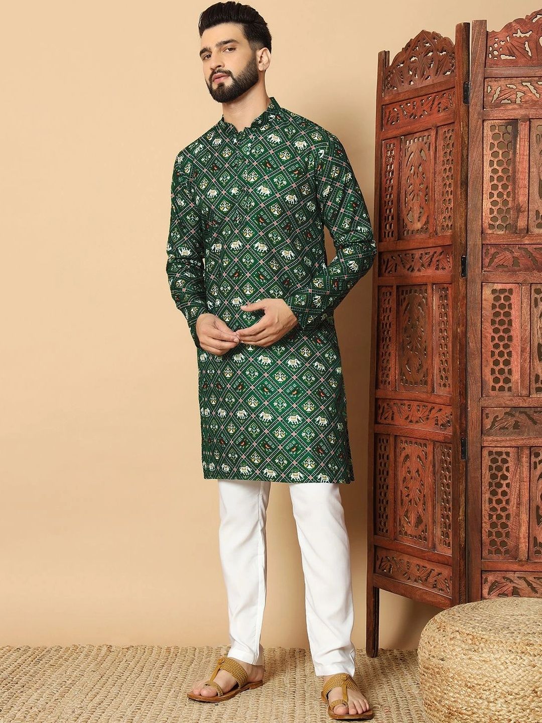 Sangria Men Ethnic Motifs Printed Kurta-picture-37