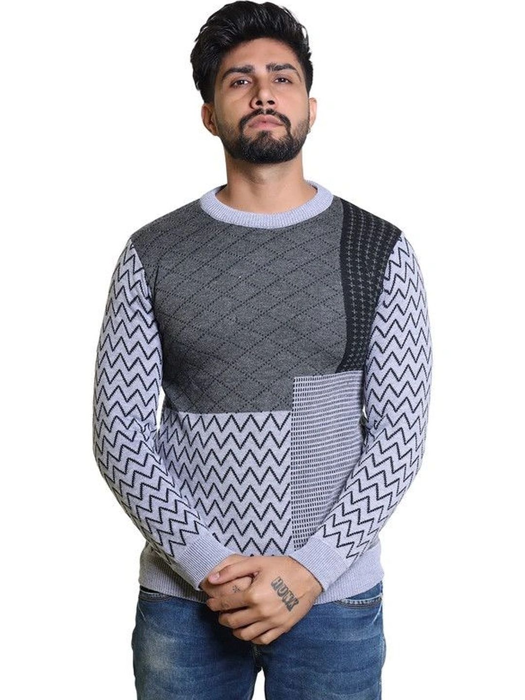 Grand Line Men Colourblocked Pullover-picture-48