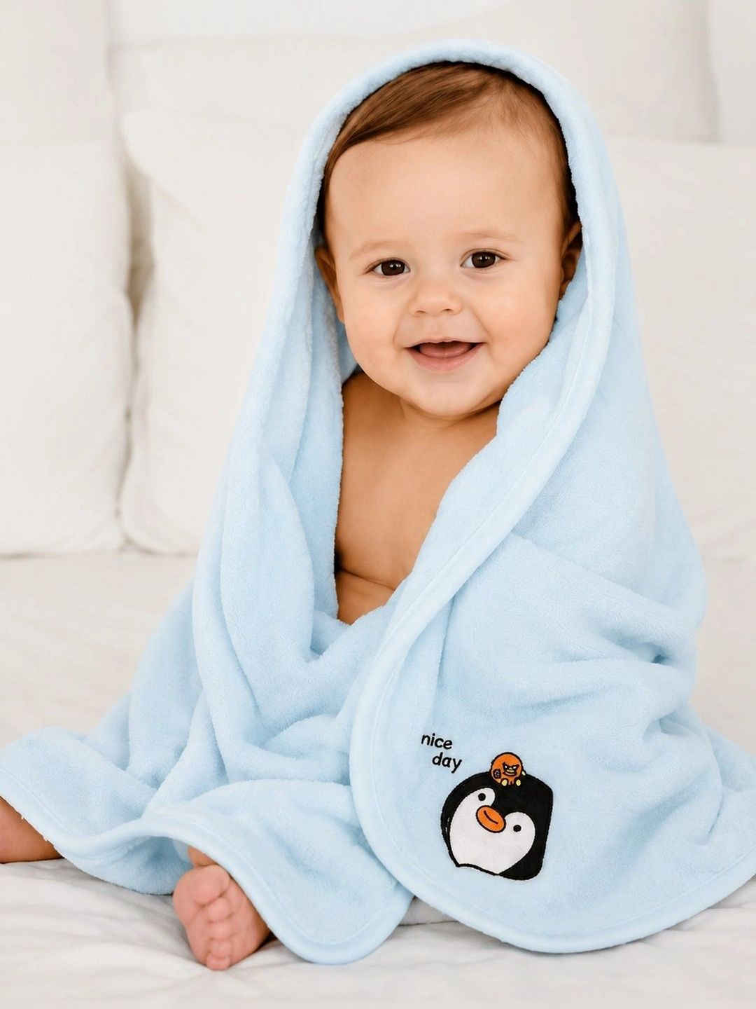 Thelittlebunny Blue 1 Printed Terry Cotton 300 GSM Bath Towel-picture-55