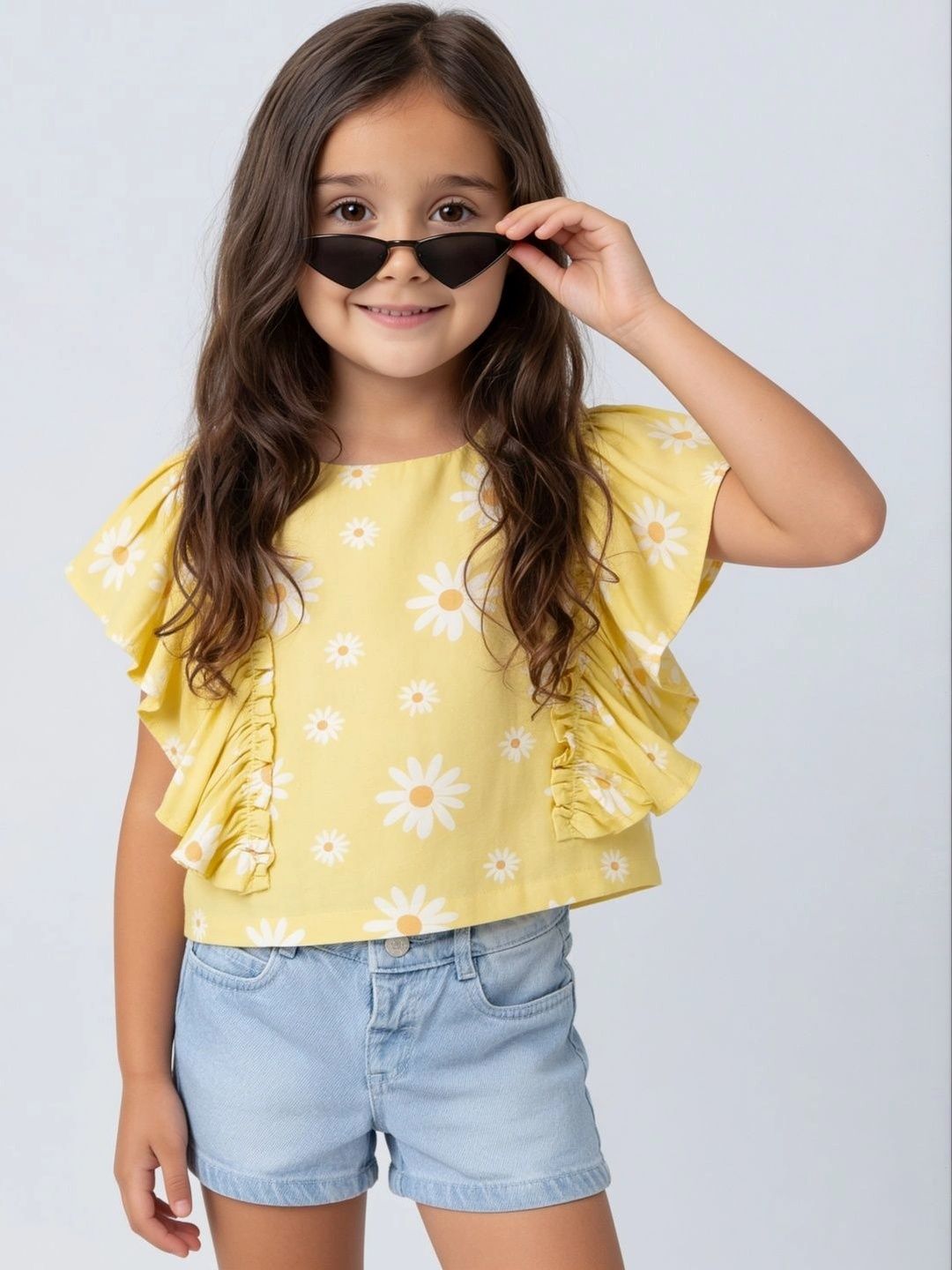 Pantaloons Junior Floral Print Flutter Sleeve Ruffles Top-picture-20