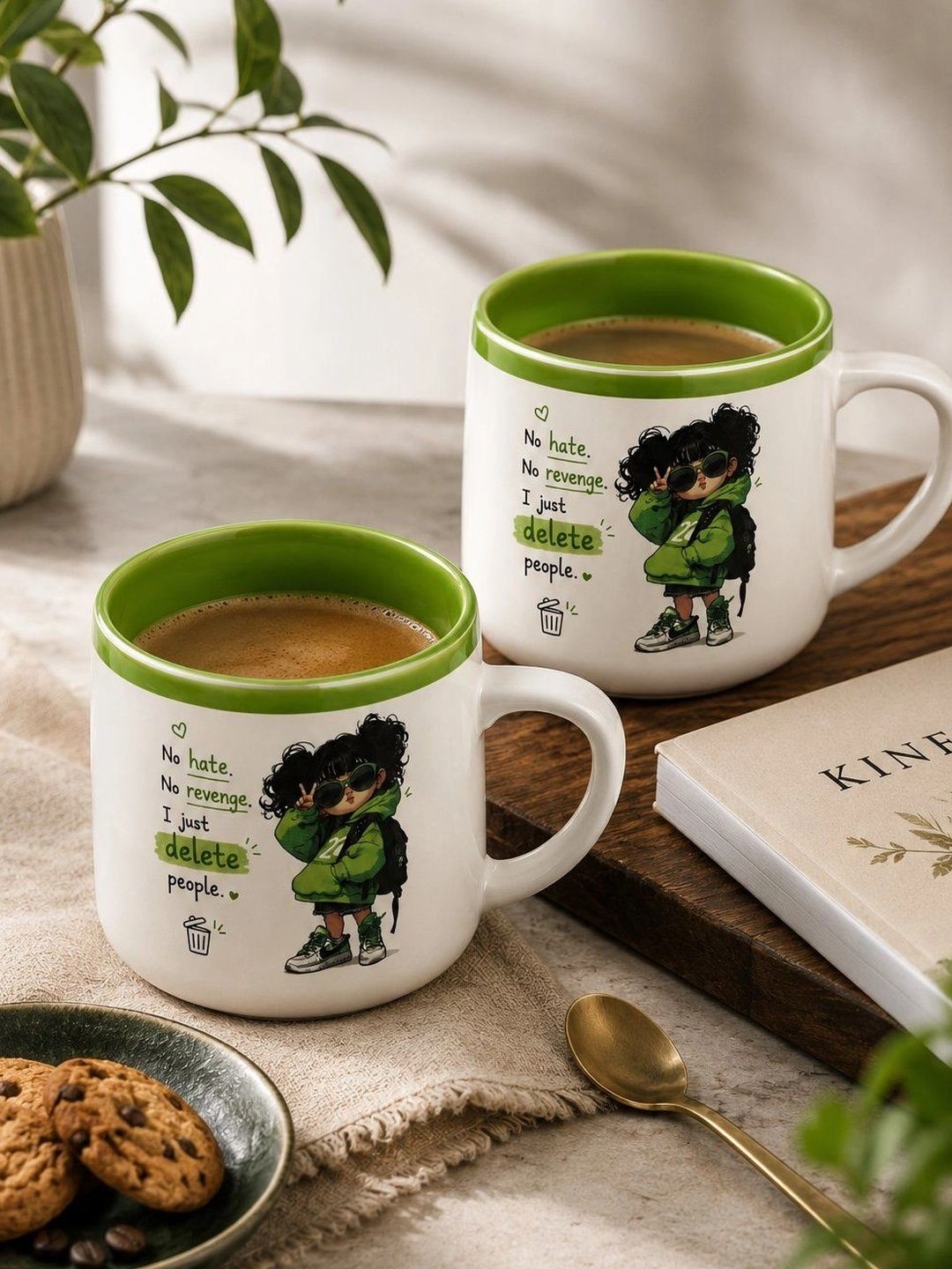 RUHANI HOMES White Printed Ceramic Glossy Mugs Set of Cups and Mugs-image-45