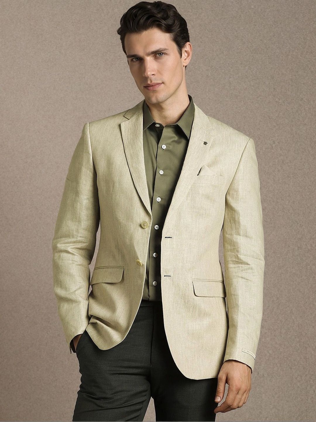 Louis Philippe Jeans Self Design Notched Lapel Single-Breasted Relaxed Fit Casual Blazers-picture-34