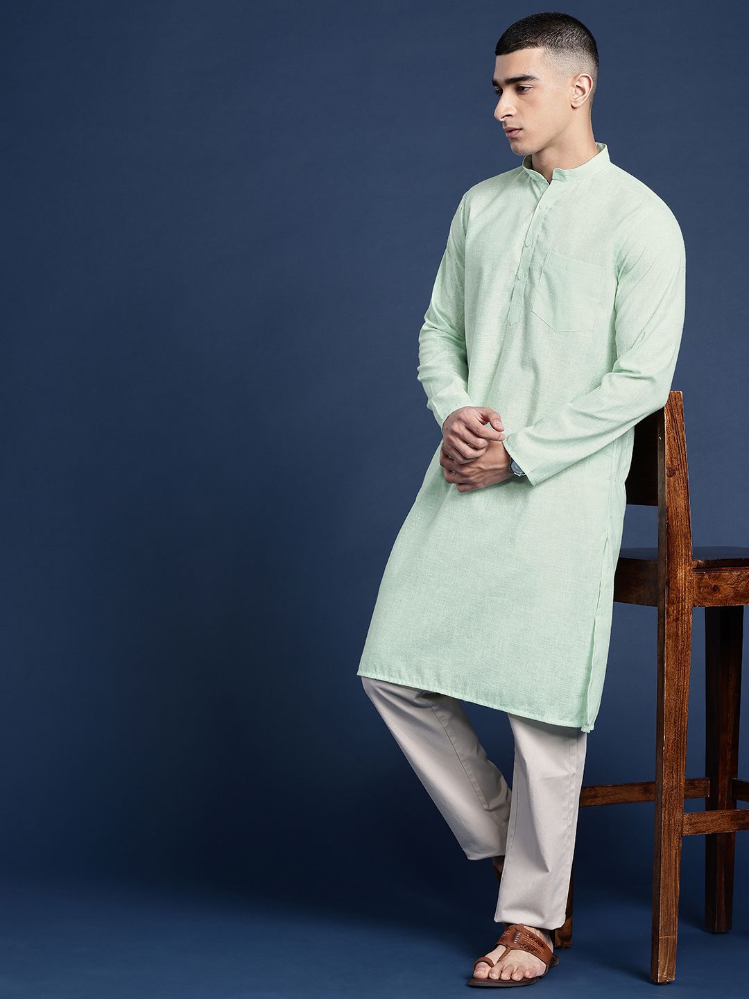 DIVISIVE Band Collar Straight Kurta-picture-33
