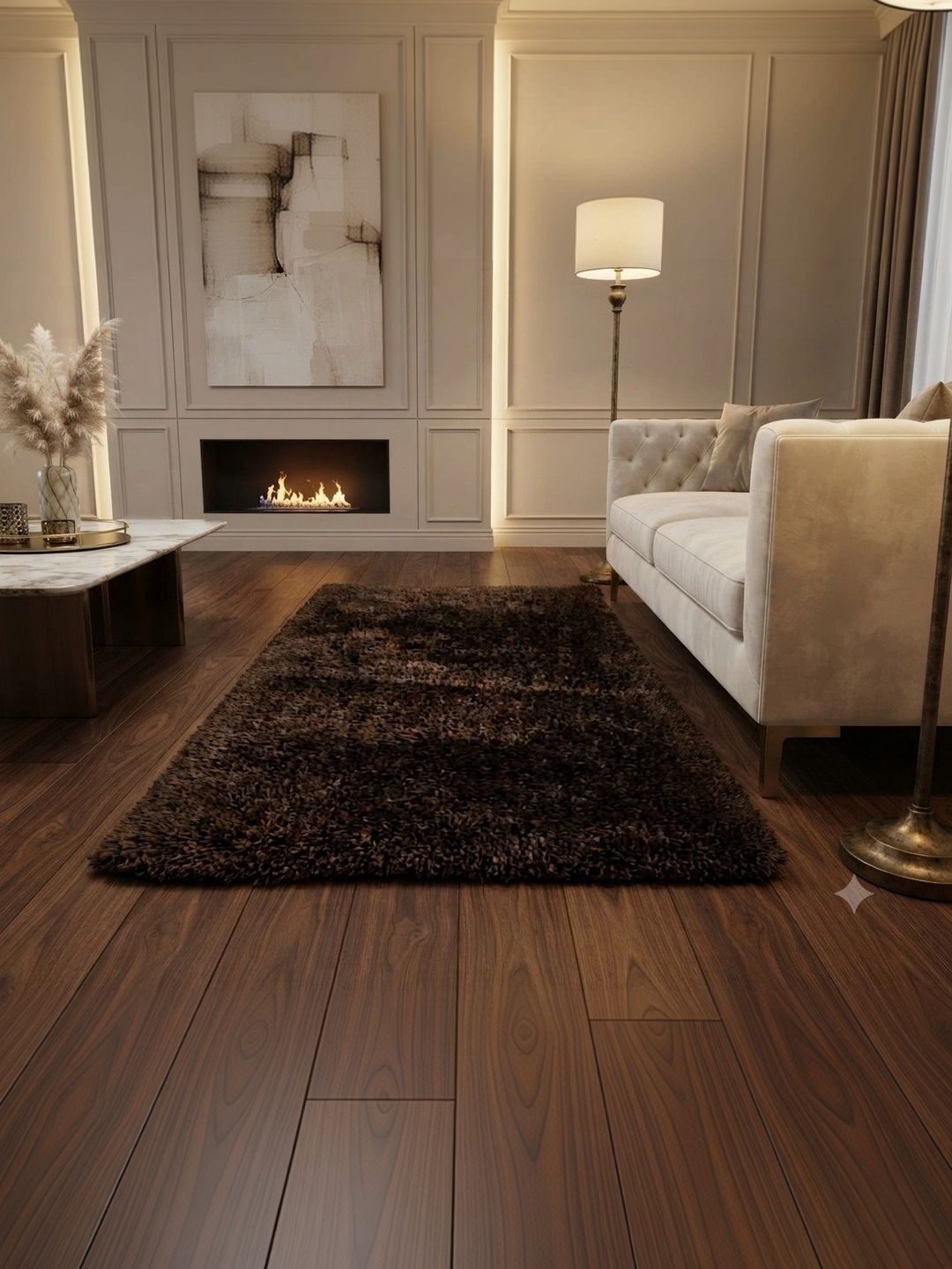 ZAMZAM CARPET Brown Solid Shaggy Woollen Carpet-image-10