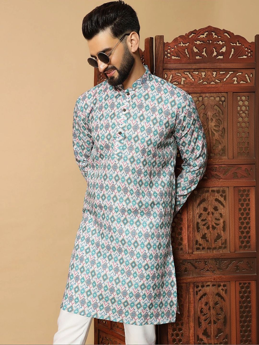 Dincharya Men Geometric Printed Kurta-picture-52