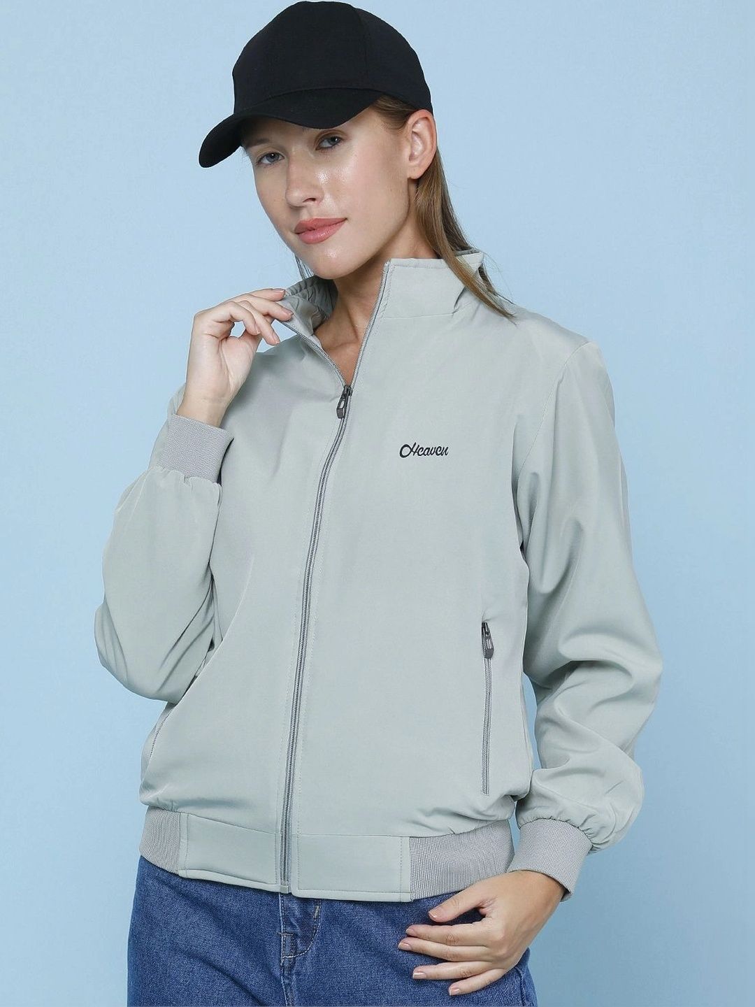 V-Mart Women Stand Collar Lightweight Bomber Jacket-picture-18