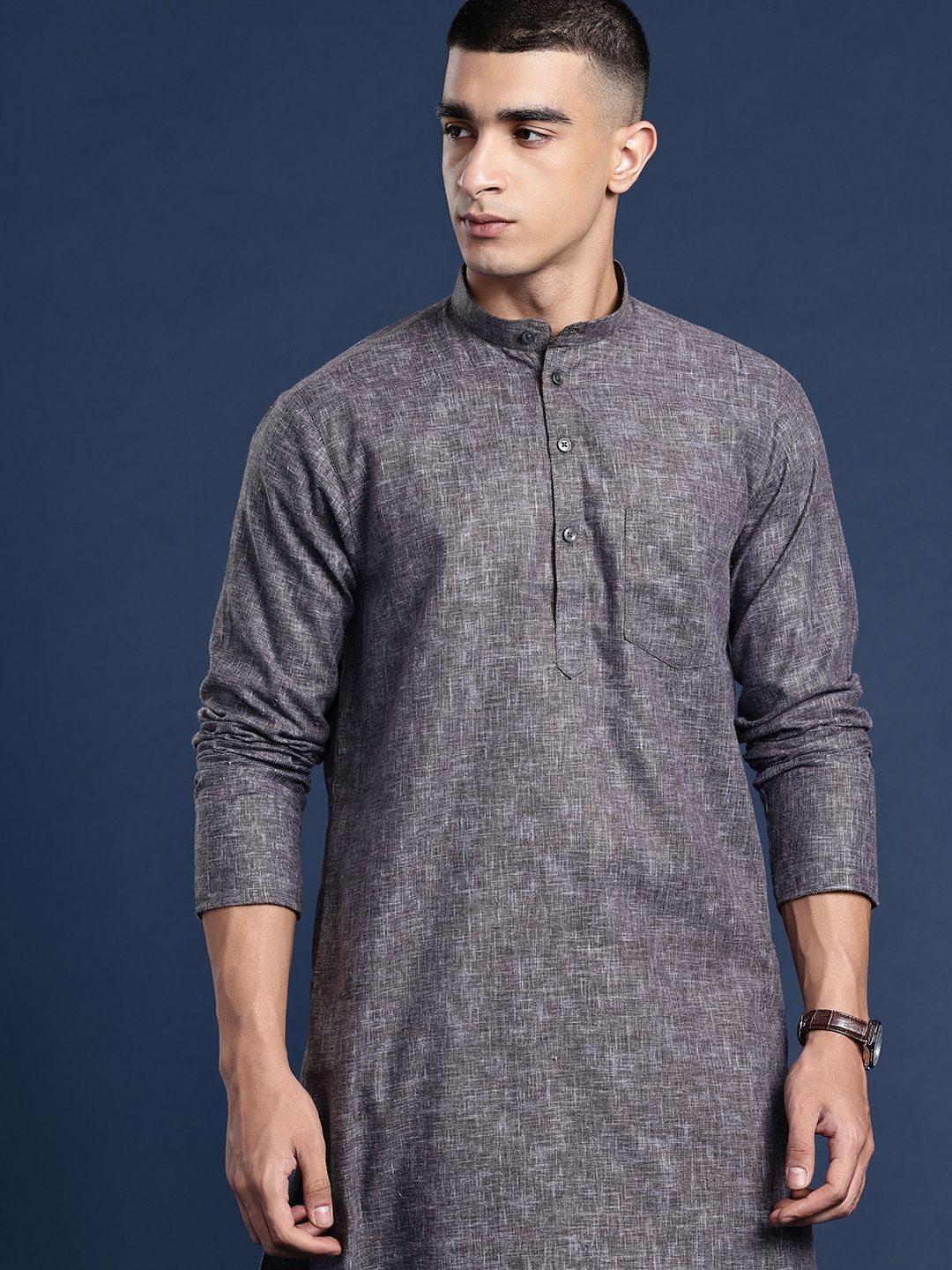 DIVISIVE Band Collar Straight Kurta-picture-38