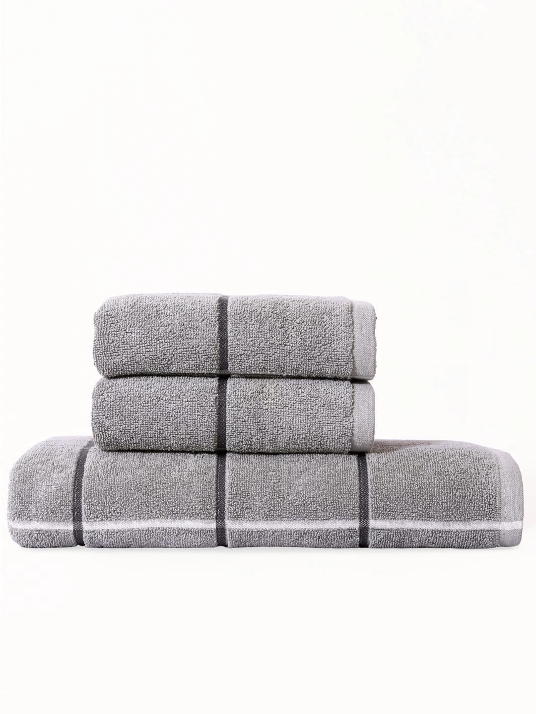 RANGOLI Grey 3 Piece Cotton 550 GSM Towel Set-image-40