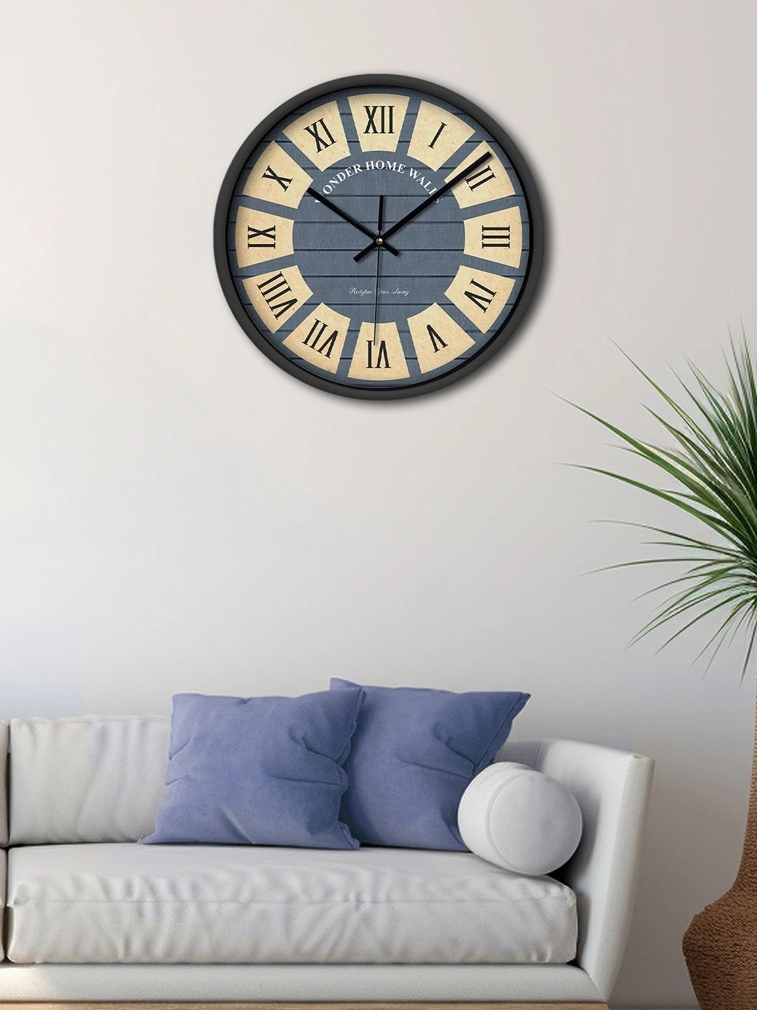 Wonder Home Walls Grey Melange & Beige Printed Wall Clock-image-28