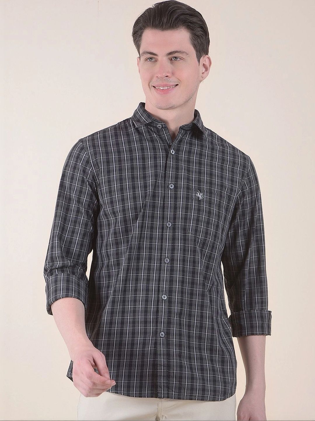 Cantabil Men Slim Fit Checked Casual Shirt-image-49