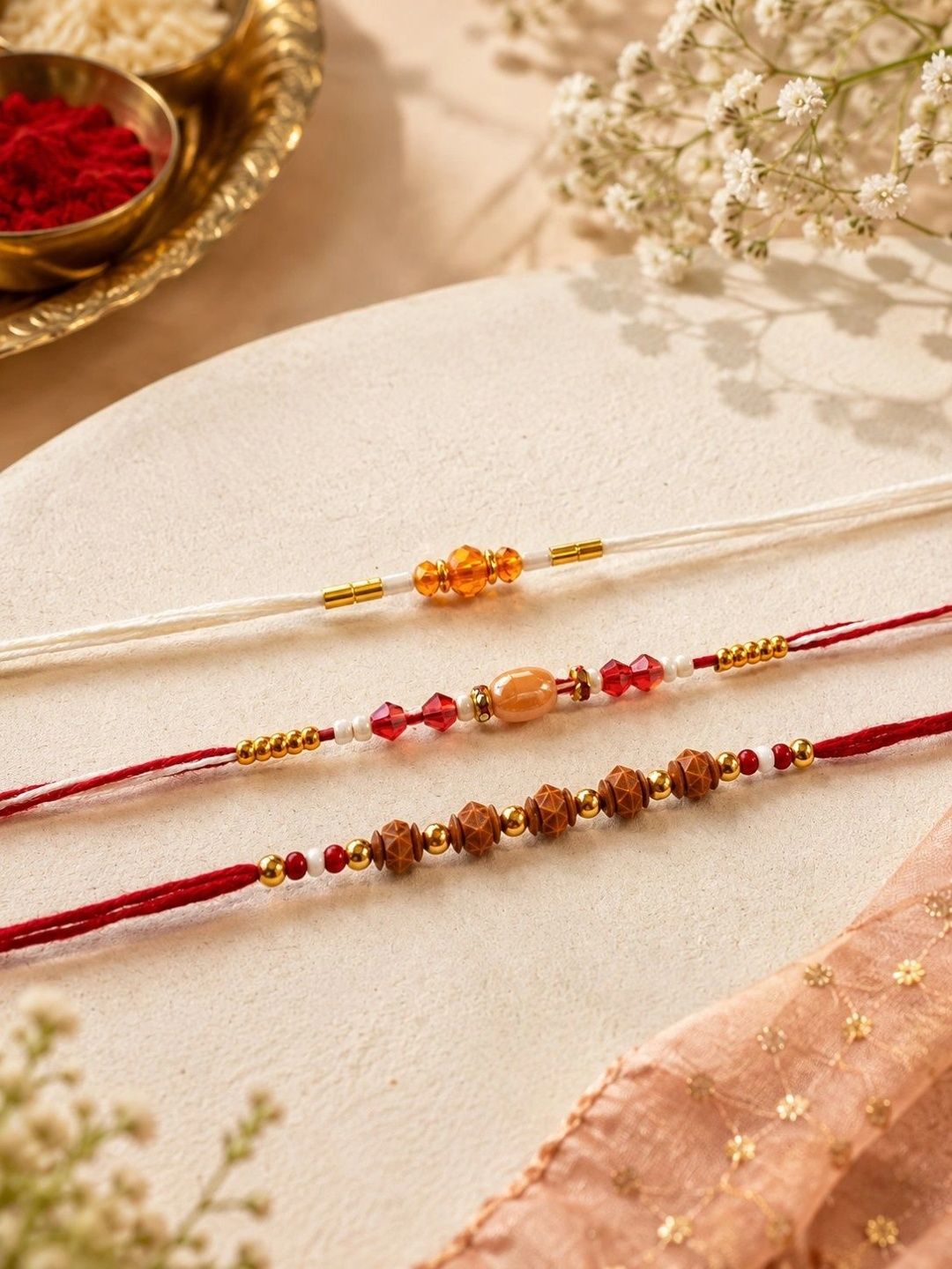 Anouk Men Set Of 3 Rakhi With Greeting Card Roli & Chawal-picture-23
