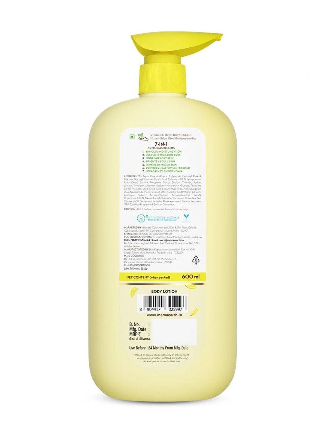 Mamaearth Vitamin C Daily Glow Body Lotion With Honey - 600 ml-image-20