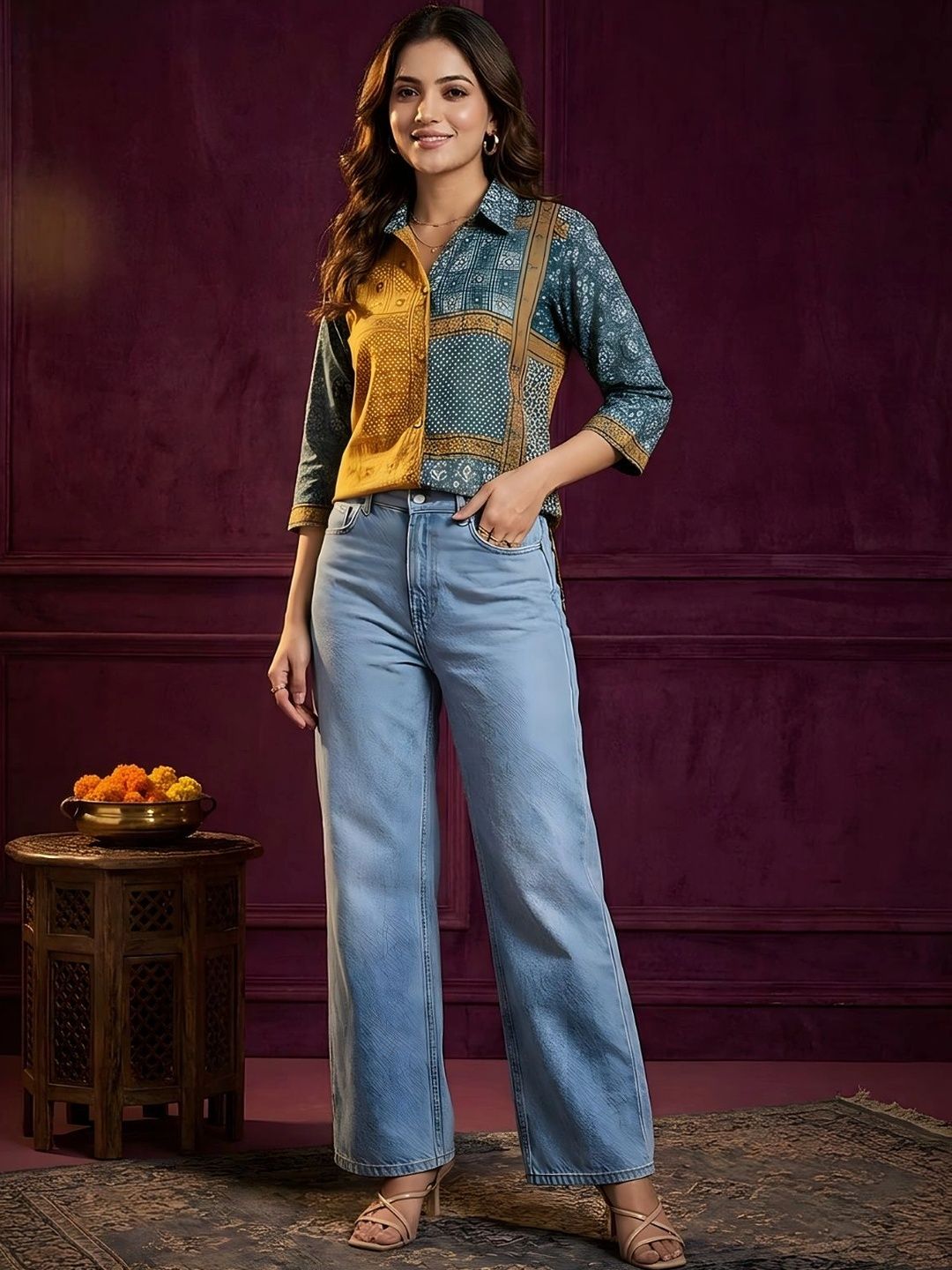 Banwaree Print Ethnic Crepe Shirt Style Top-picture-30