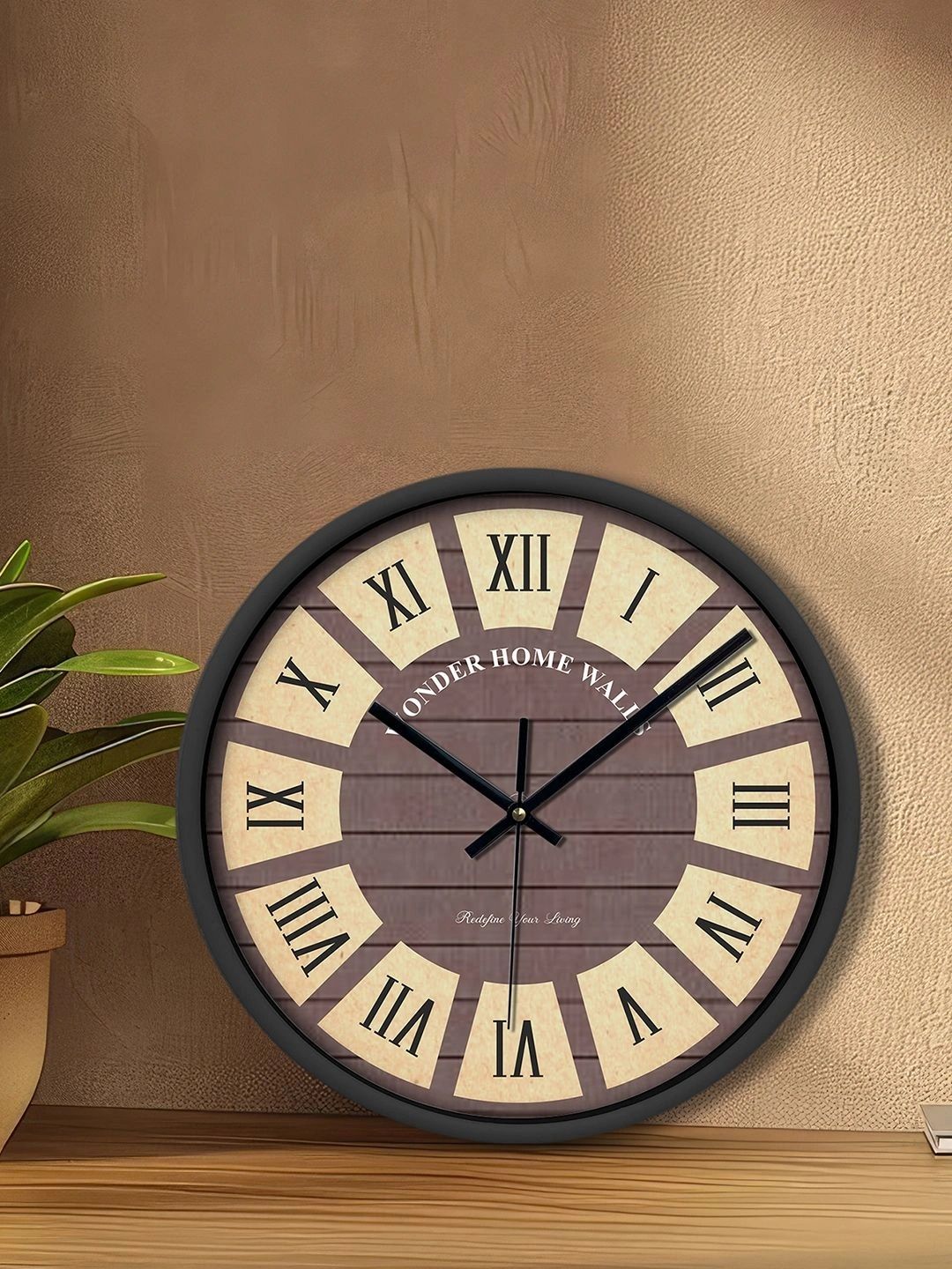 Wonder Home Walls Coffee Brown & Beige Printed Wall Clock-picture-44