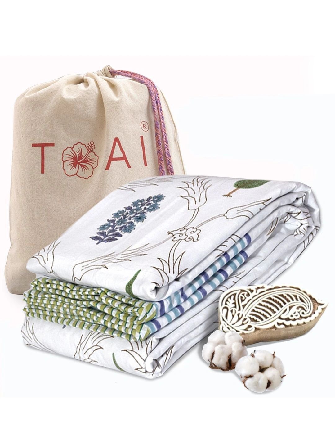 TOAI Blue & Green Floral 150 GSM Dohar-image-36