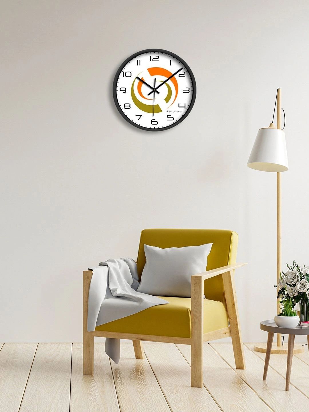 Wonder Home Walls White & Mustard Printed Contemporary Wall Clock-picture-30