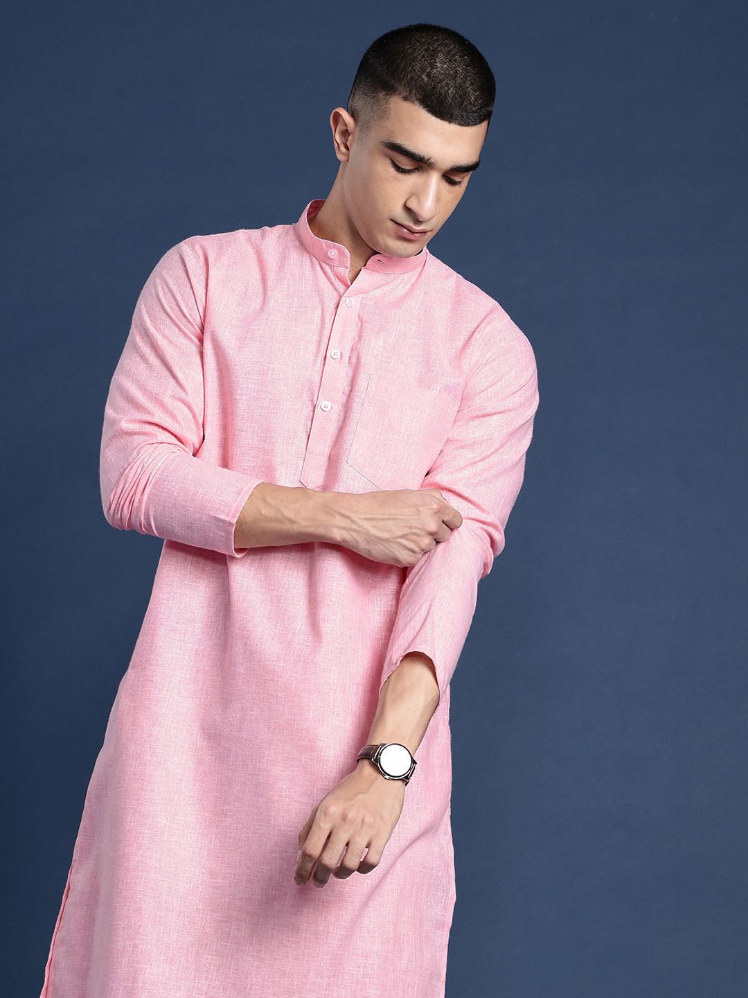 DIVISIVE Band Collar Straight Kurta-picture-53