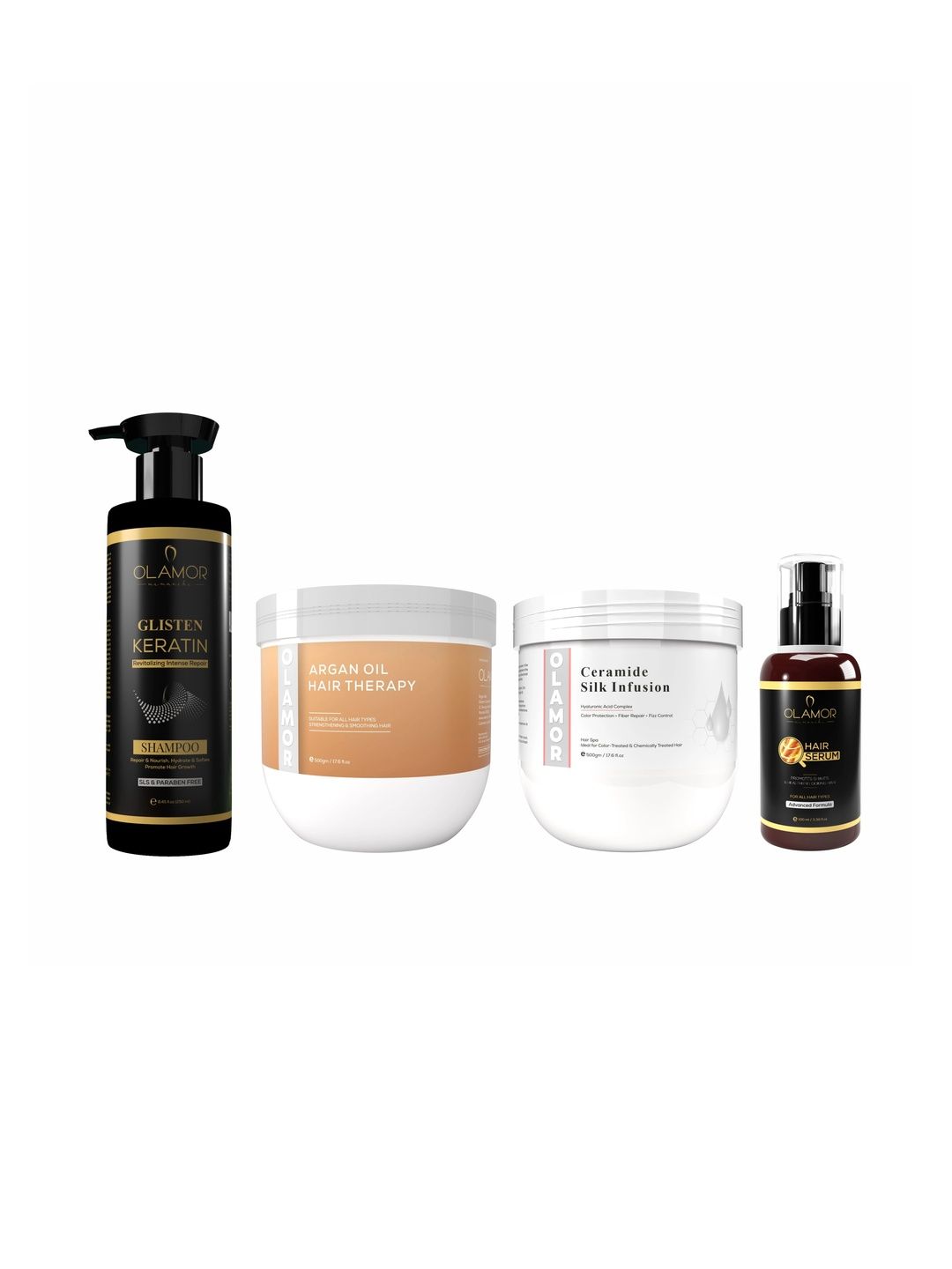 OLAMOR Set Of 4 Keratin Shampoo, Argan Oil & Ceramide Therapy & Vitamin E Hair Serum-image-21