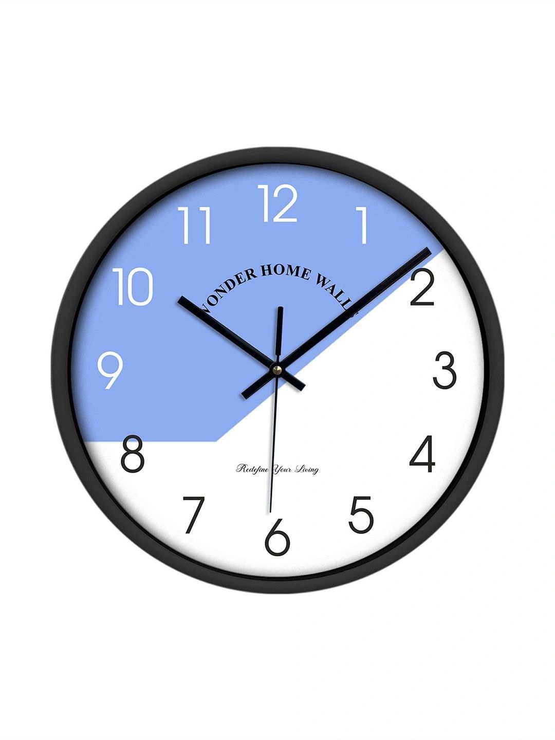 Wonder Home Walls White & Blue Colourblocked Contemporary Wall Clock-picture-51