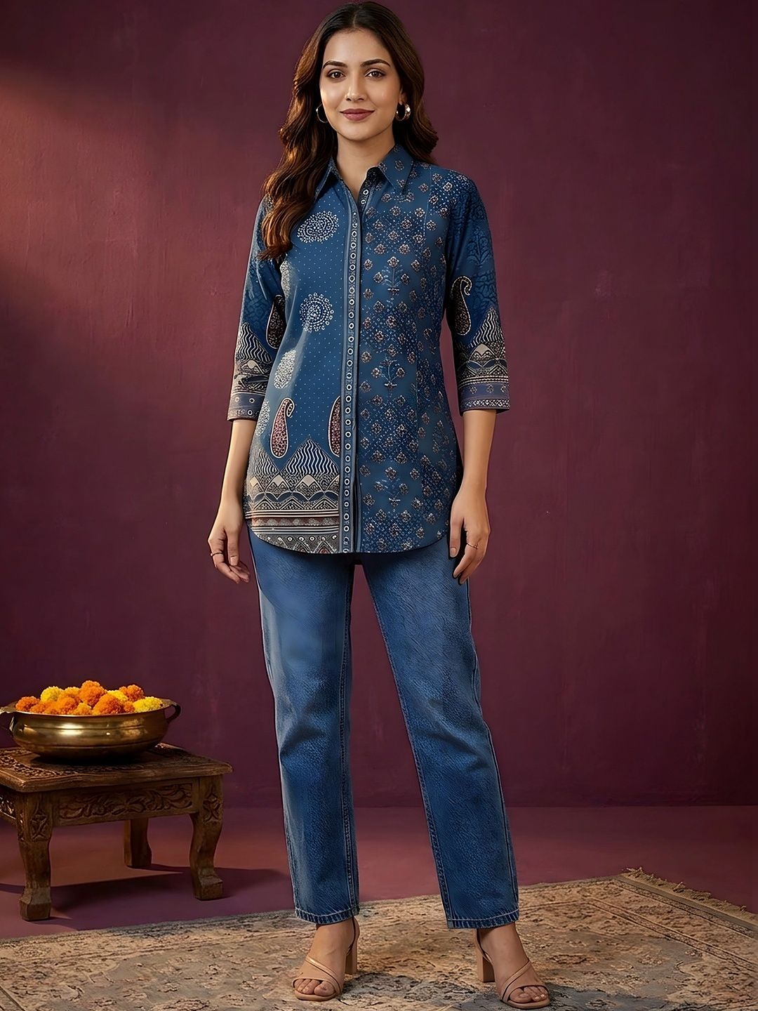 Banwaree Print Ethnic Crepe Top-picture-18