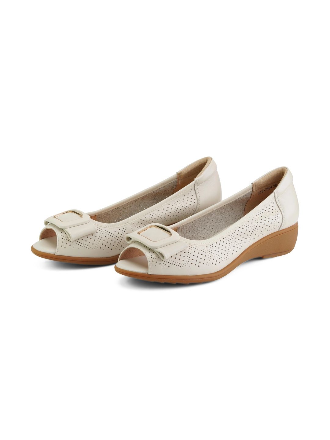 CORDWAINERS Textured Leather Wedge Pumps with Buckles-image-44