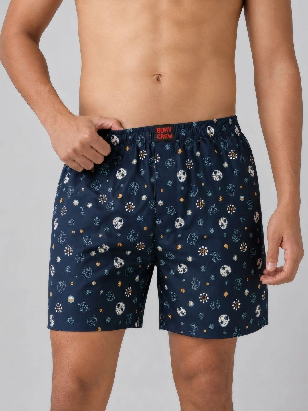 Boxy Crew Mid-Rise Printed Pure Cotton Inner-Elasticated Boxers-image-33