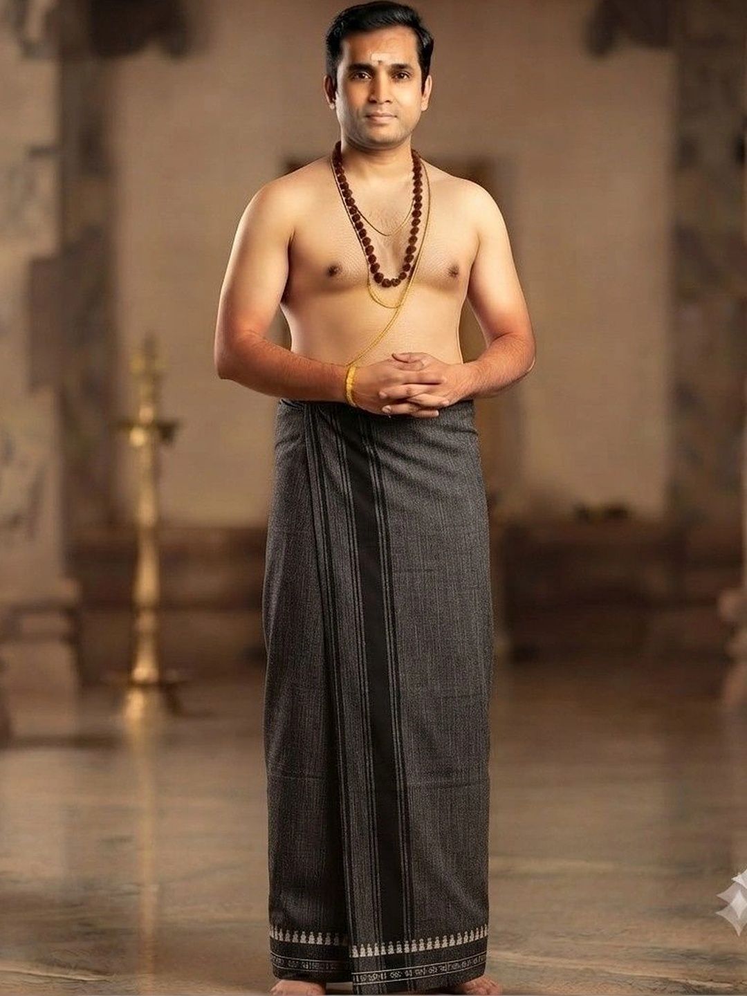 Tharunsha Elite Men Striped Cotton Dhoti Dhotis-picture-24