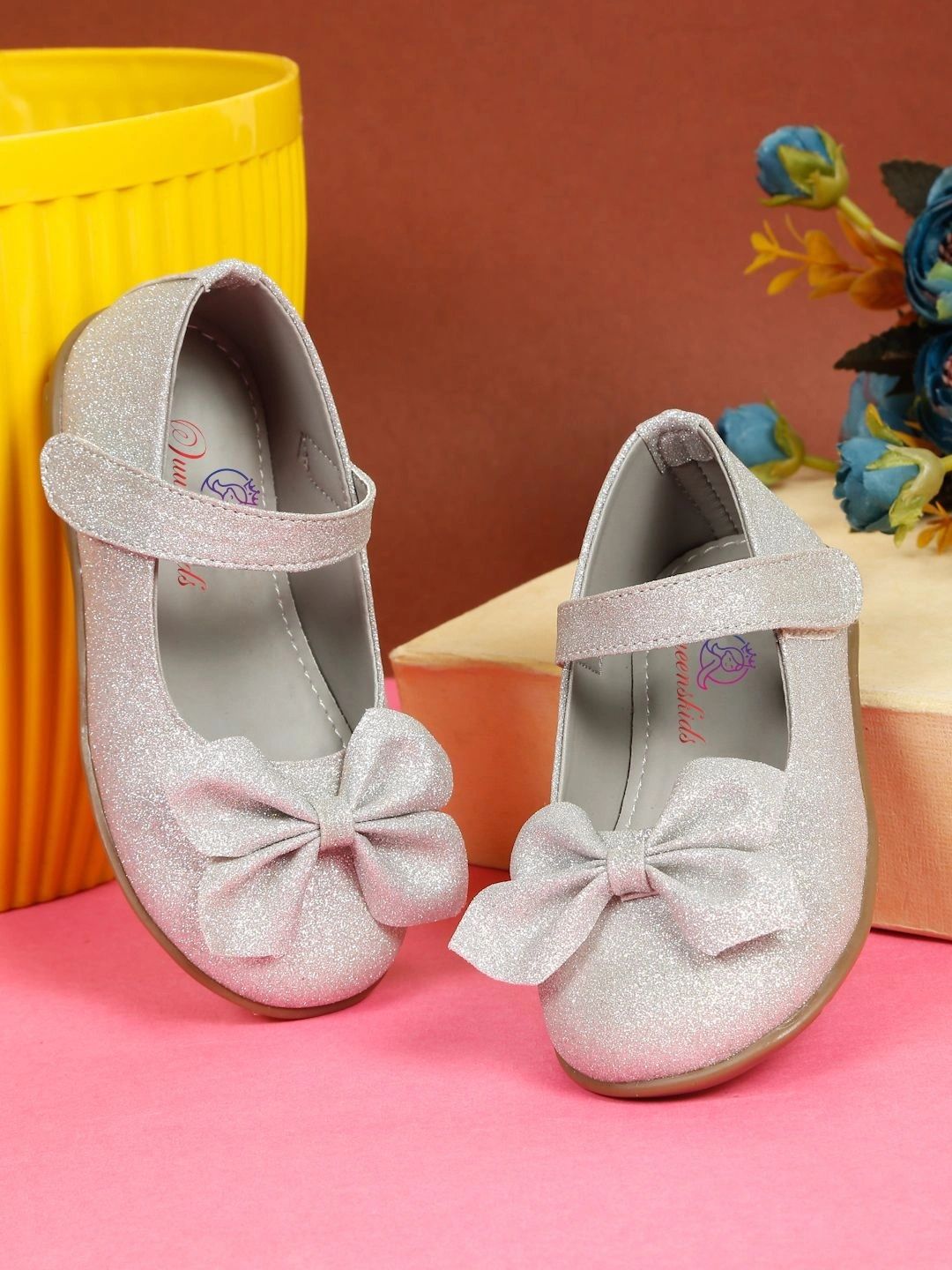 Quueenskids Girls Textured Round Toe Velcro Ballerinas-picture-43