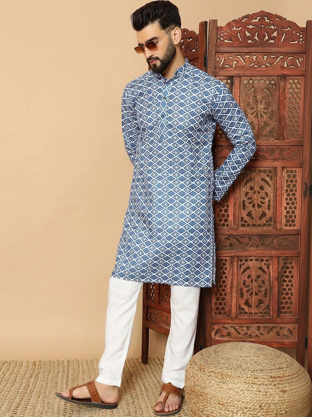 Dincharya Men Geometric Printed Kurta-picture-39