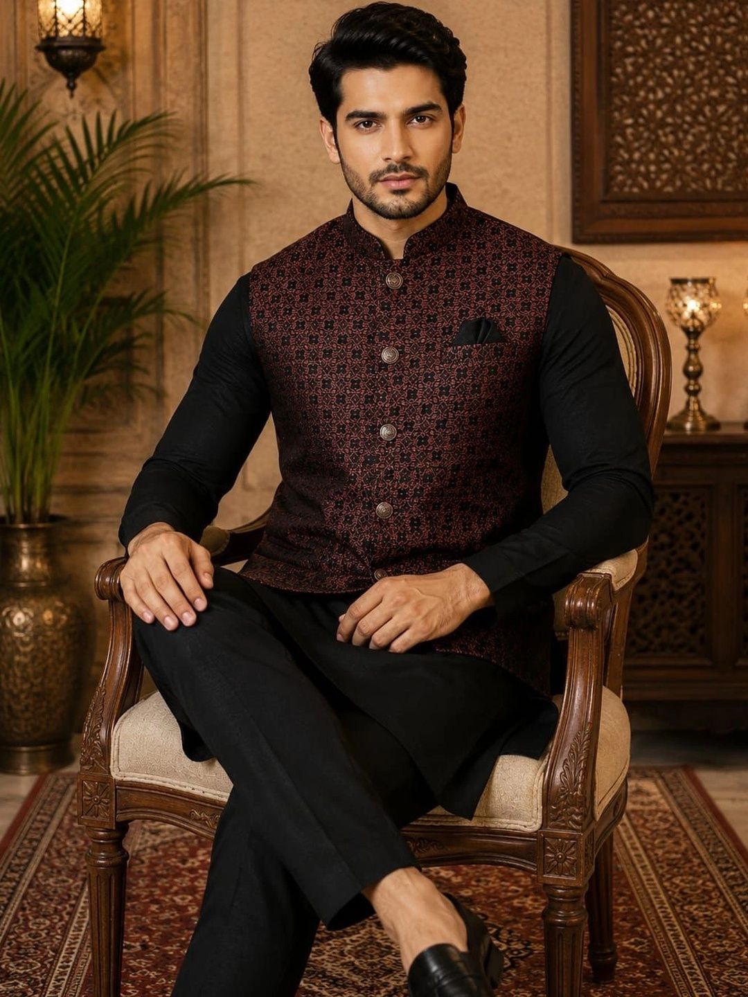 TRENDS OF ETHNIC Woven Design Art Silk Woven Nehru Jackets-picture-40