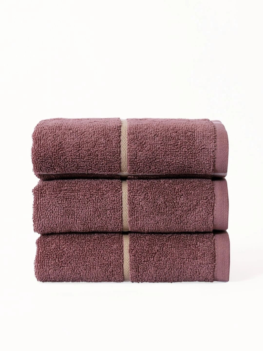 RANGOLI 3Pcs Maroon Geometric Patterned Pure Cotton 550 GSM Hand Towels-image-33