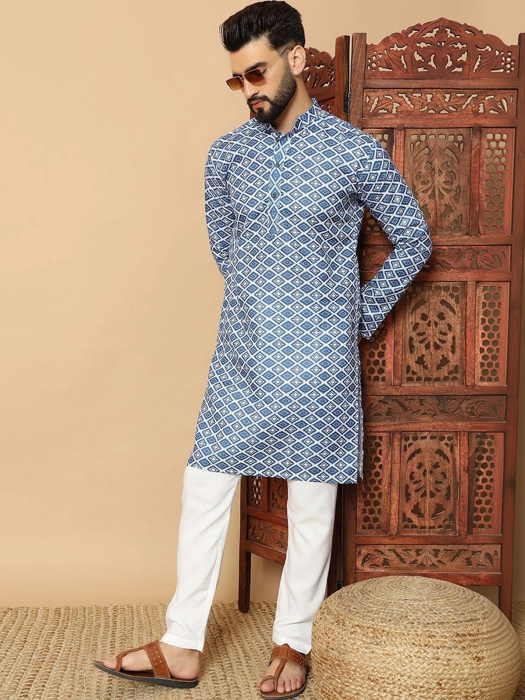 Sangria Men Geometric Printed Kurta-picture-24