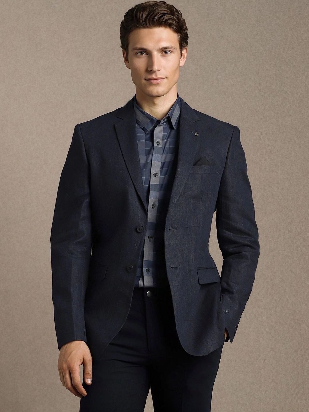 Louis Philippe Jeans Self Design Notched Lapel Single-Breasted Relaxed Fit Casual Blazers-picture-41