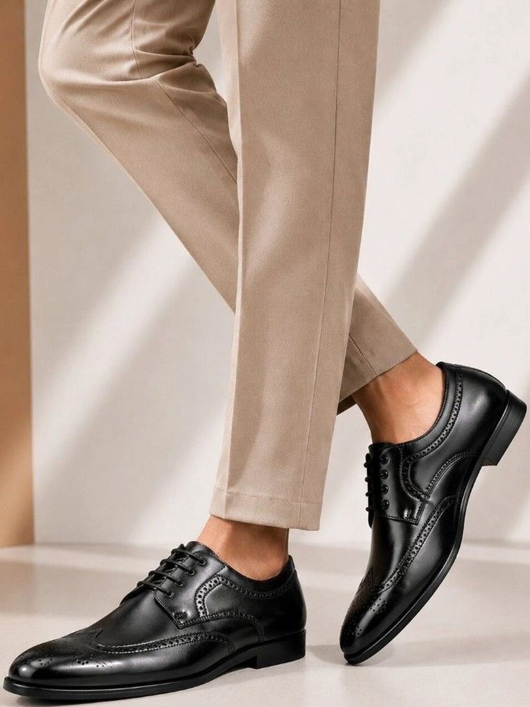 House of Pataudi Men Textured Pointed Toe Lace-Ups Brogues Formal Shoes-image-18