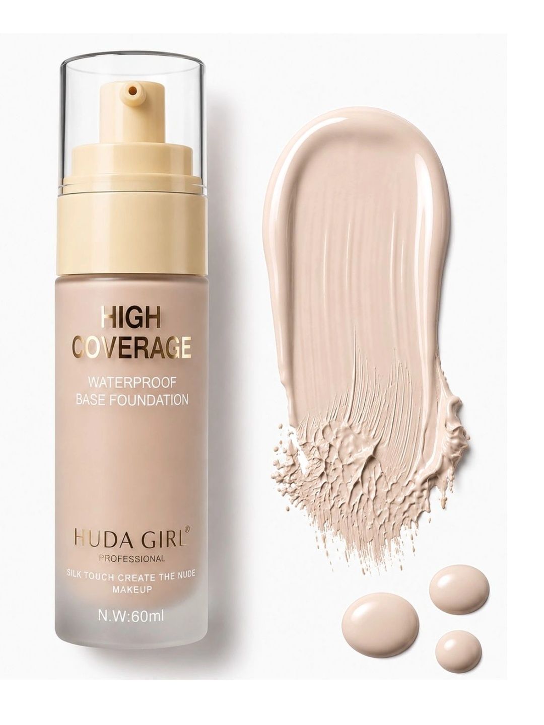Huda Girl High Coverage Waterproof Base Foundation - 60 ml - Fair-picture-25