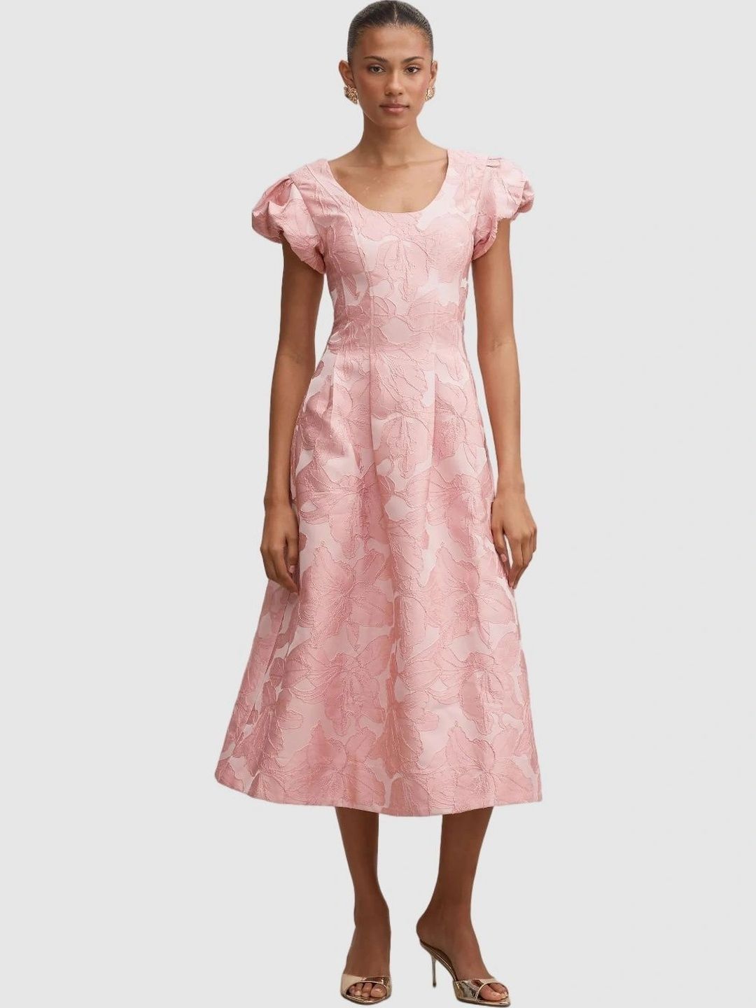 Forever New Puff Sleeve A-Line Midi Dress-picture-36