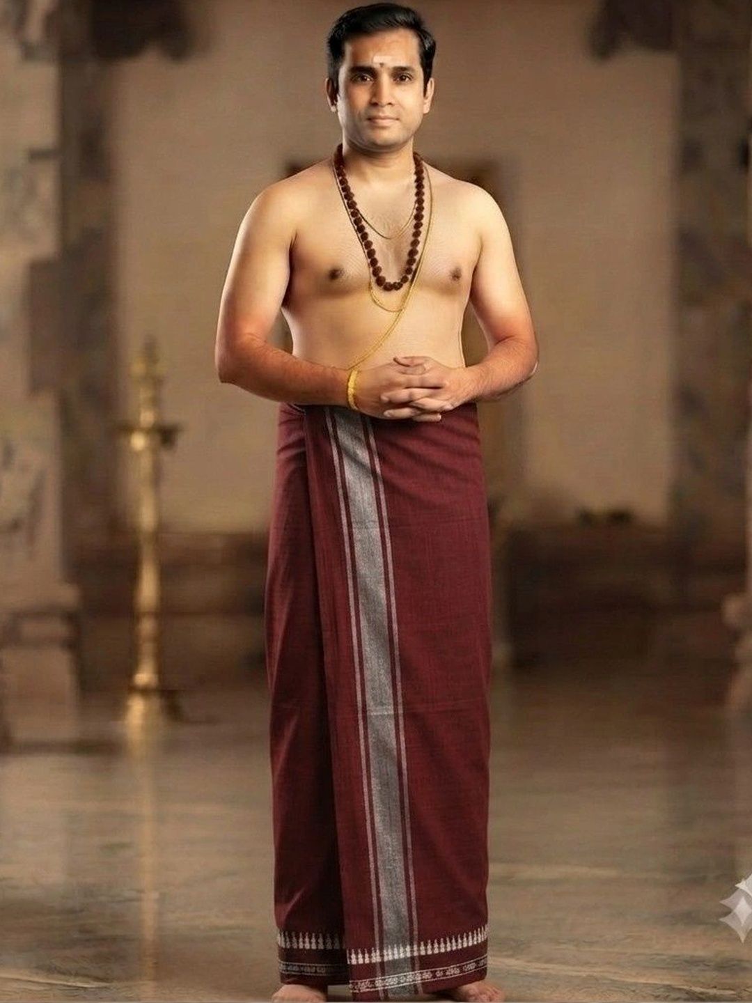 Tharunsha Elite Men Striped Cotton Dhoti Dhotis-picture-21