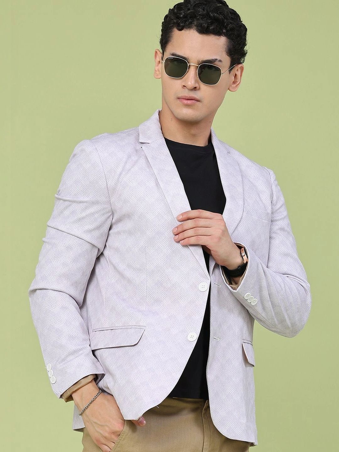 V-Mart Printed Notched Lapel Single-Breasted Formal Blazers-picture-33