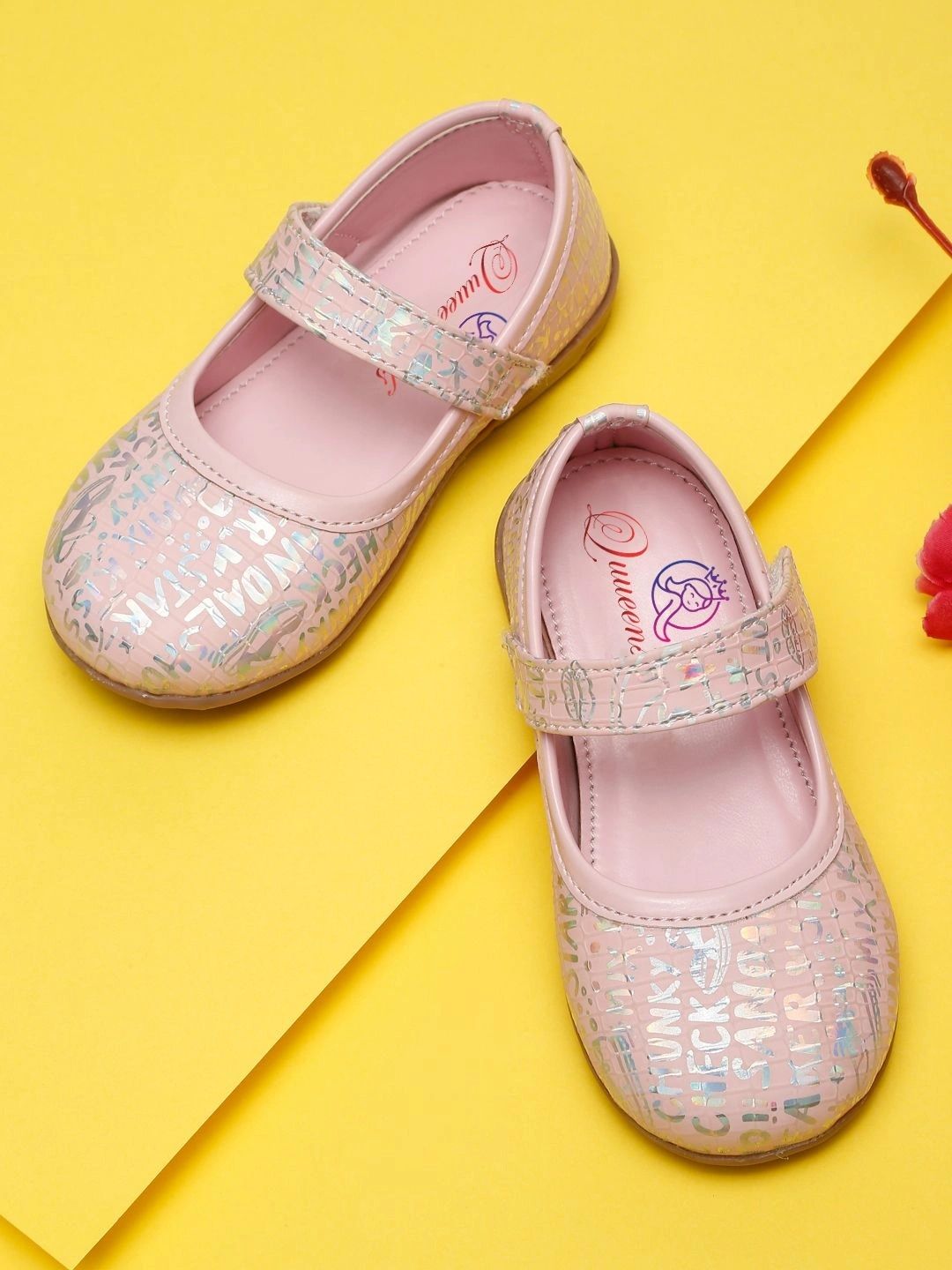 Quueenskids Girls Printed Round Toe Velcro Ballerinas-picture-47