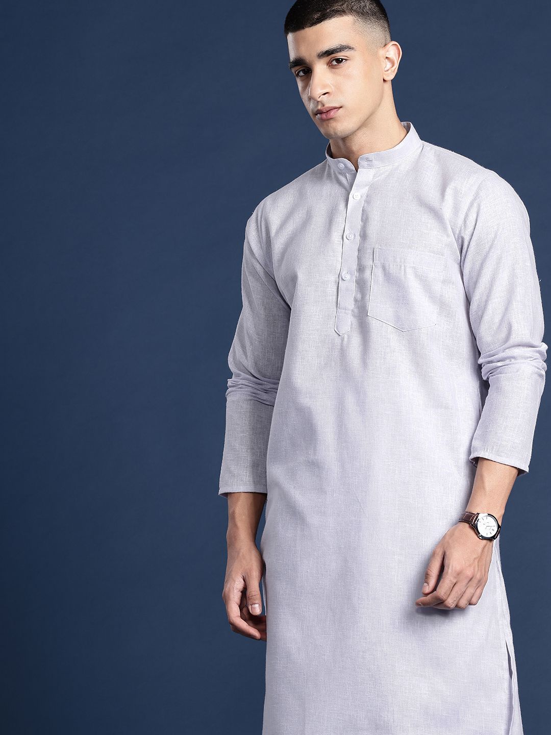DIVISIVE Band Collar Straight Kurta-picture-41